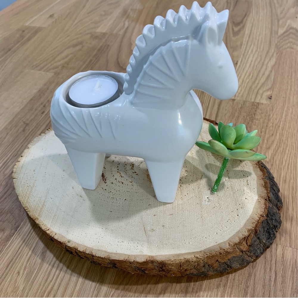 Jonathan Adler X Partylite Ceramic Dala Horse Zebra Votive Tealight Holder - Picture 2 of 7